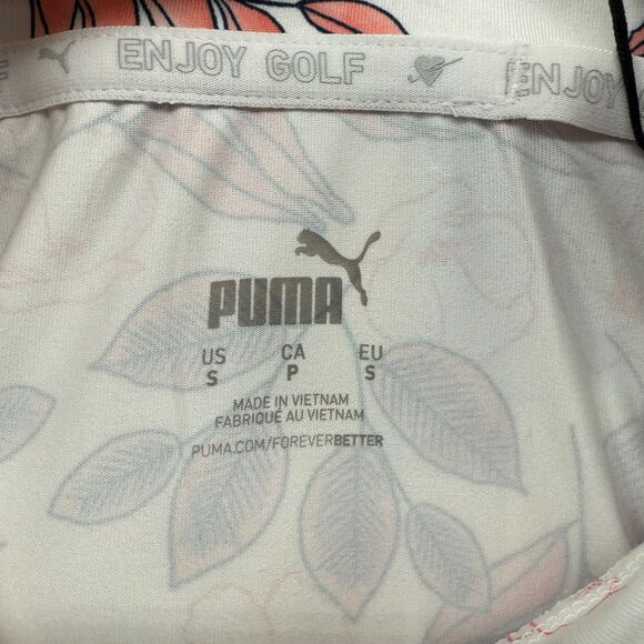 PUMA Cloudspun Golf Polo Shirt Women’s SMALL Flora Sleeveless White Pink 535514 - Picture 6 of 14